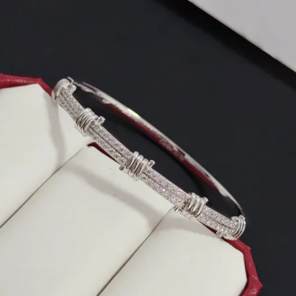 Cartier Silver-Tone Textured Bangle with Pave-Effect Details product view 4