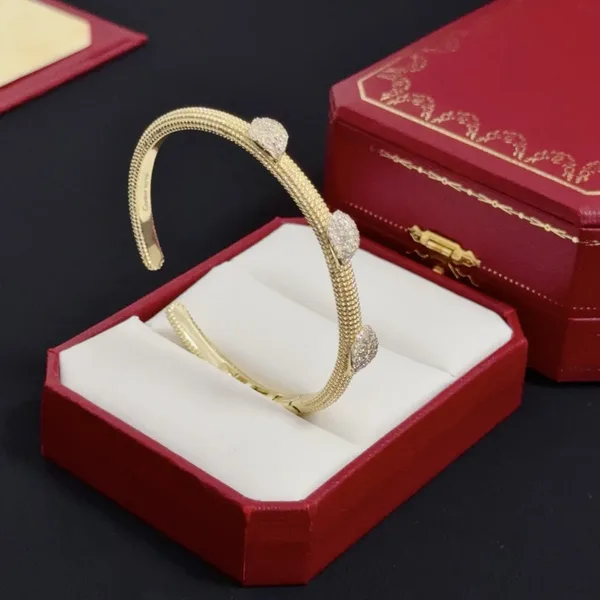 Cartier Gold-Tone Textured Bangle with Three Crystal-Effect Accents product view 5