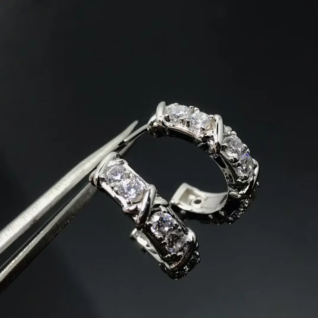 Tiffany  Co. Edge Cross Pavé-Effect Hoop Earrings Silver-Tone product view 1