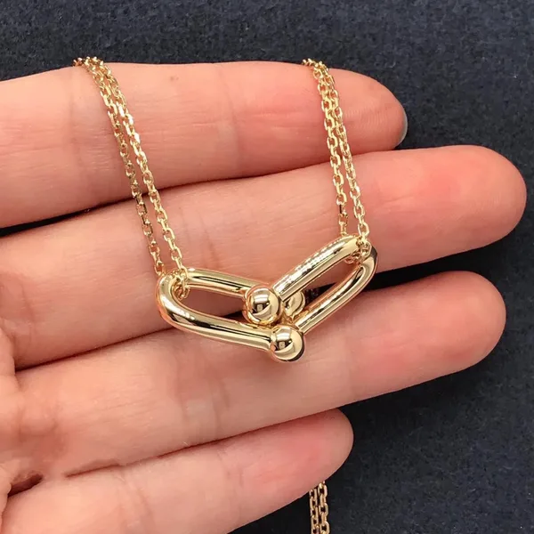 Tiffany  Co. Smooth Double Horseshoe Clasp Necklace Gold-Tone product photo