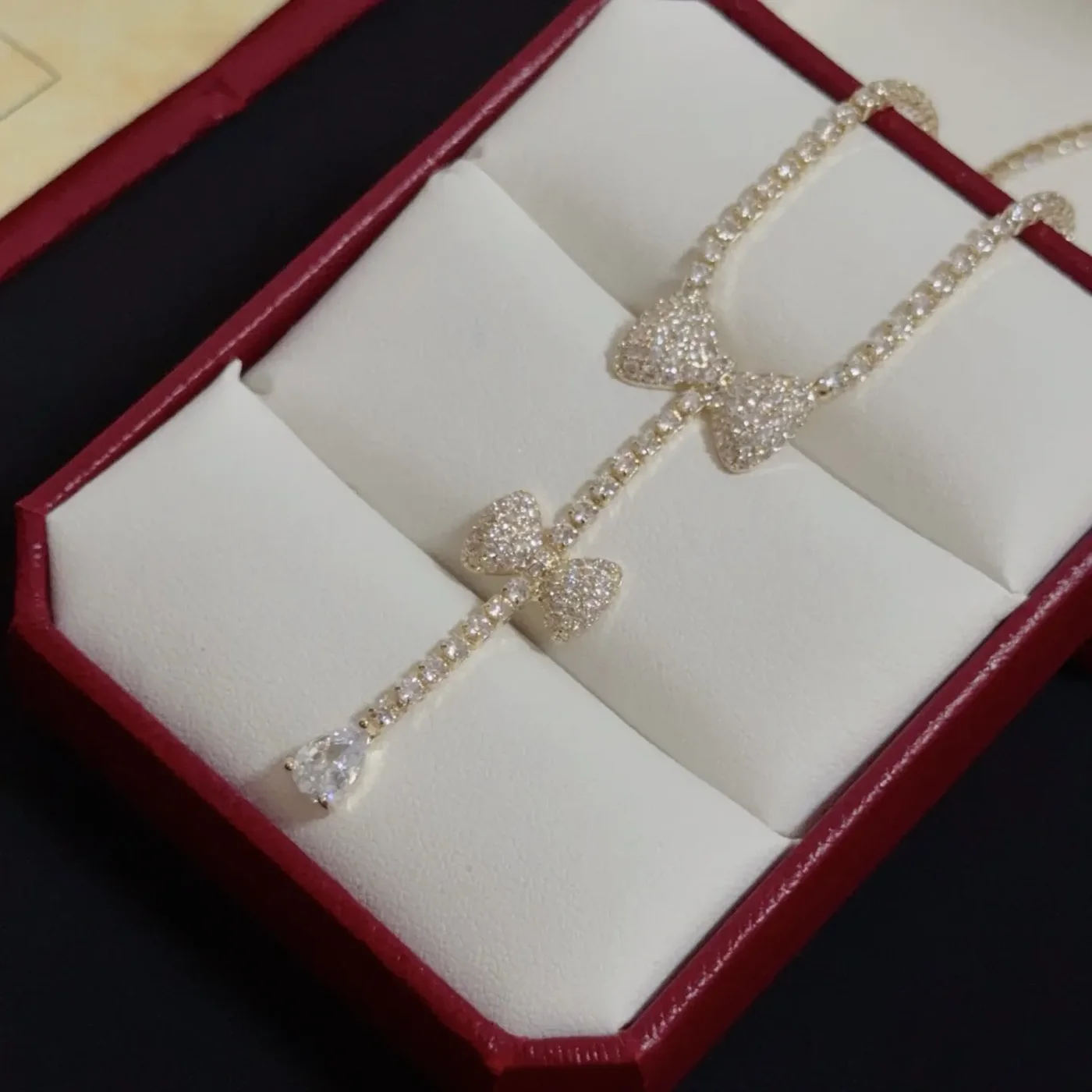 Cartier Gold-Tone Bow and Teardrop Pendant Necklace product view 3