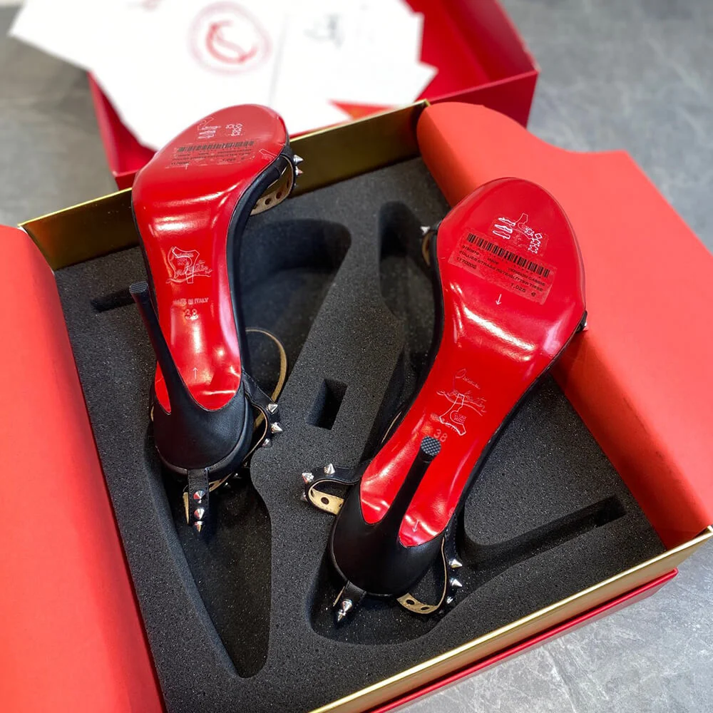 Christian Louboutin So Me Studded Ankle-Strap Sandals Black product view 7