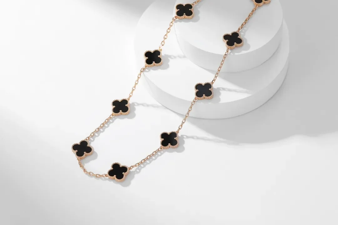 Van Cleef  Arpels Alhambra Black Ten-Motif Gold-Tone Necklace product view 2