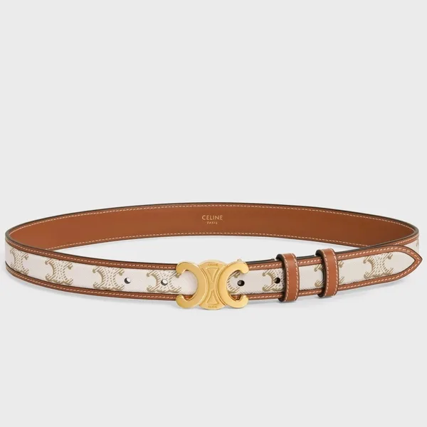 Celine Medium Triomphe Belt 25MM in White Triomphe Canvas product photo