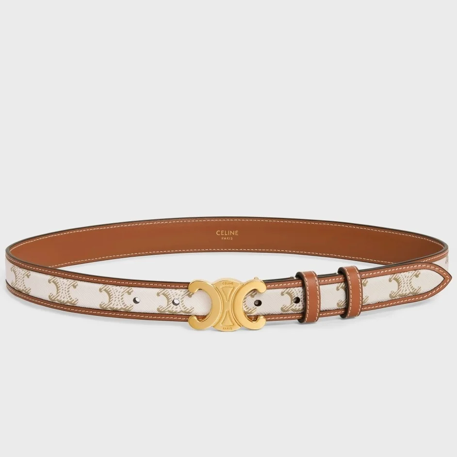 Celine Medium Triomphe Belt 25MM in White Triomphe Canvas product view 1