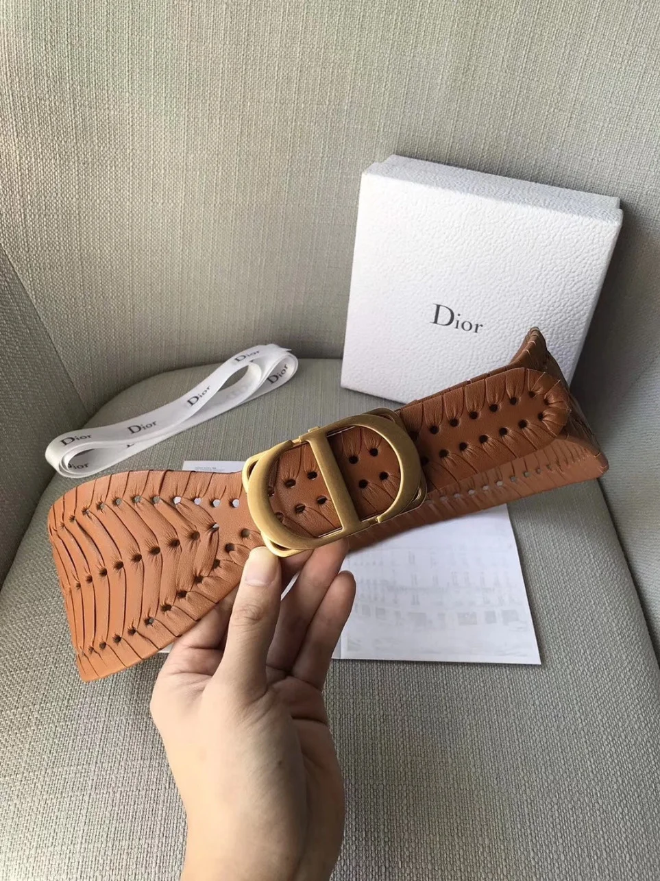 Dior 30 Montaigne 40MM Belt In Camel Calfskin product view 4