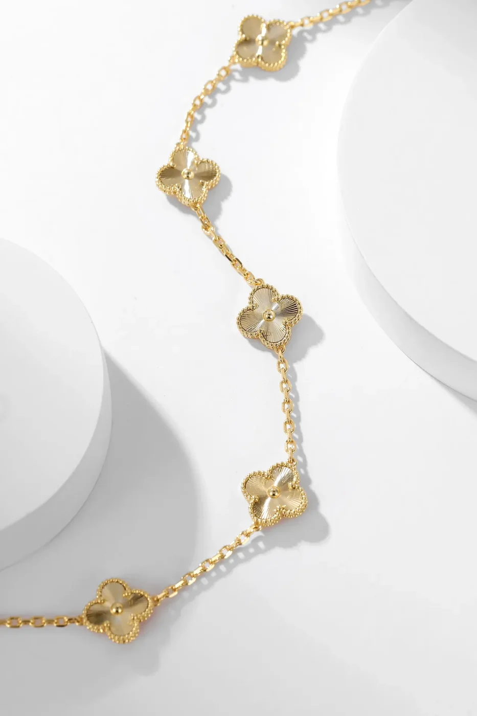 Van Cleef  Arpels Alhambra Pave-Effect Ten-Motif Gold-Tone Necklace product view 5