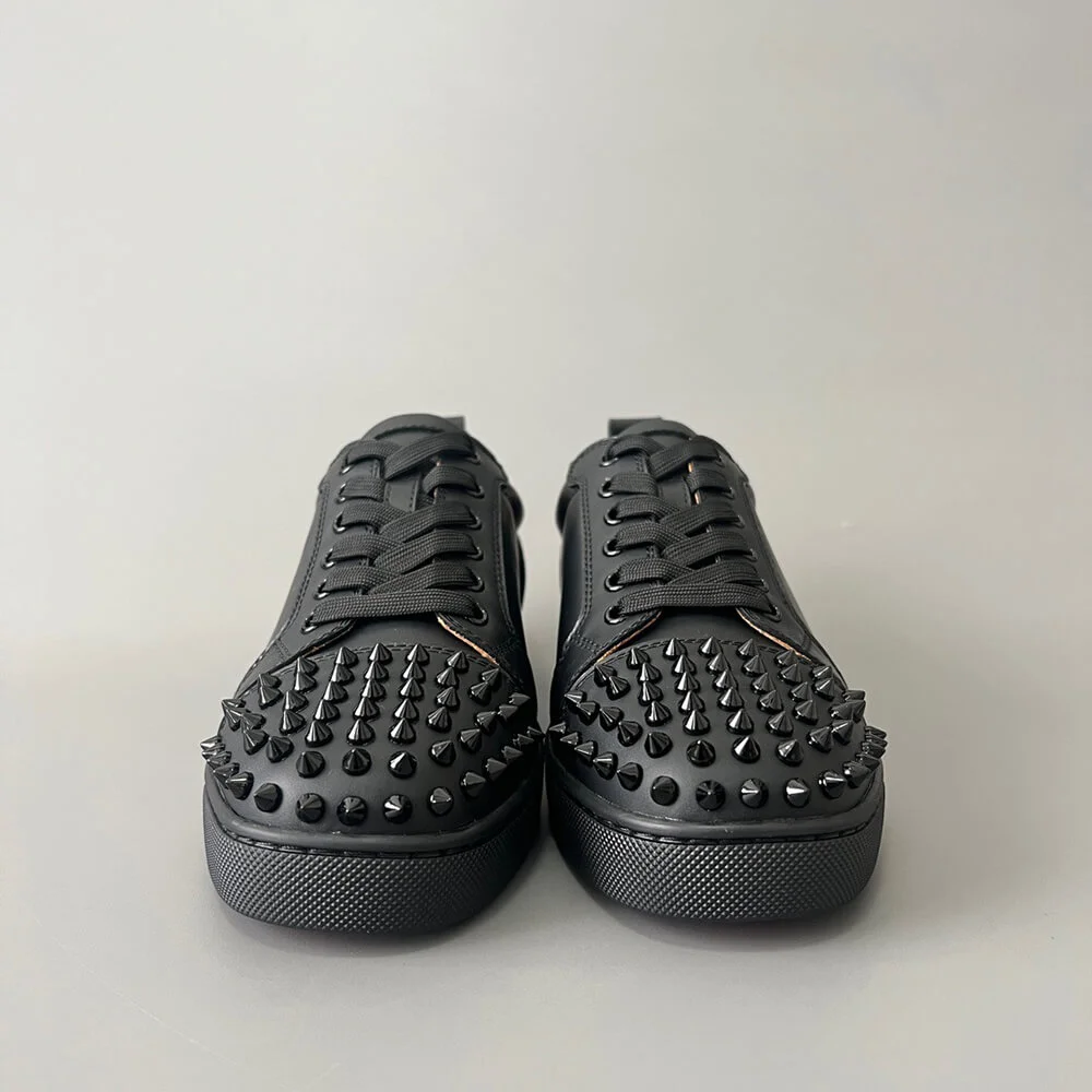 Christian Louboutin Louis Junior Spikes Sneakers Black with Black Sole product view 3