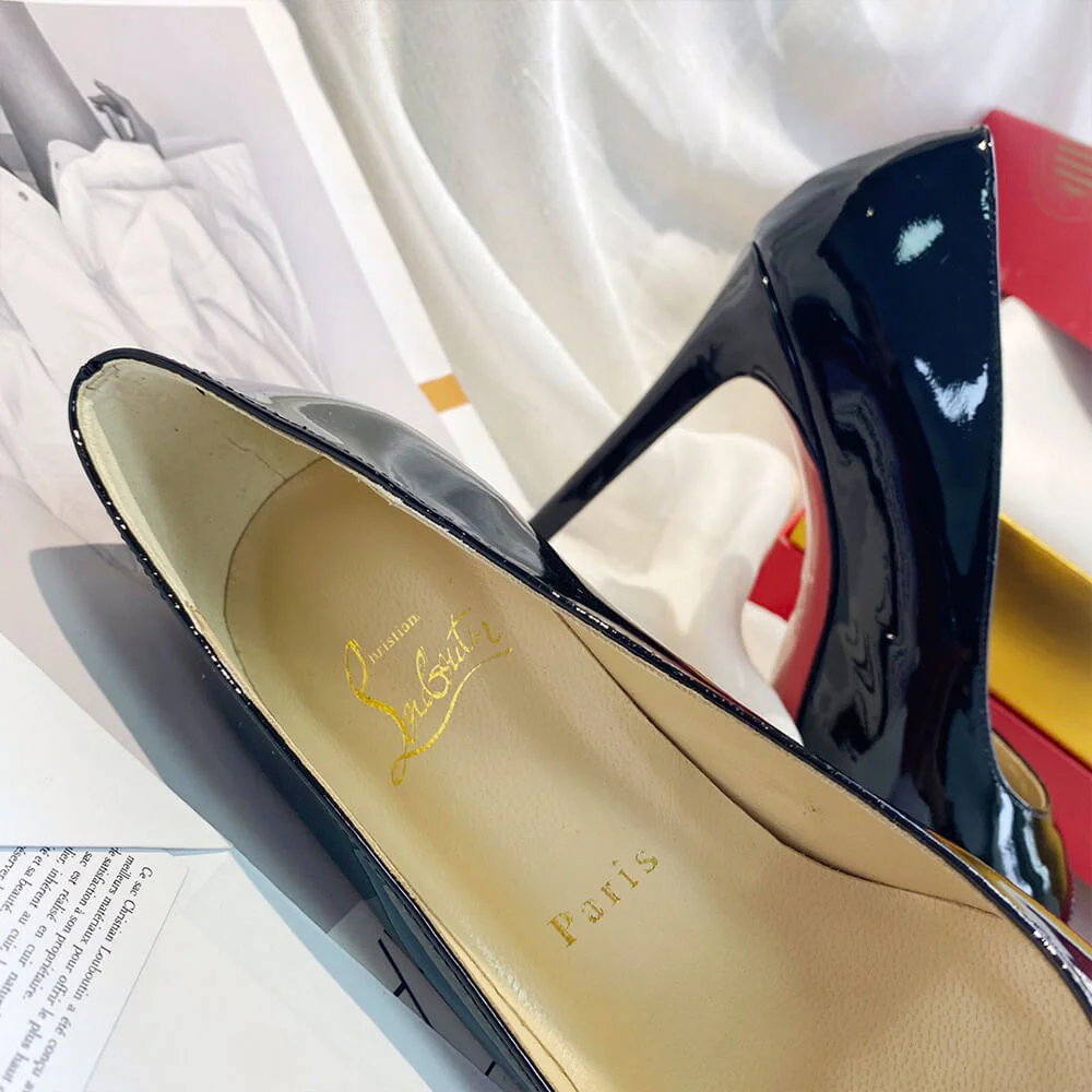 Christian Louboutin New Very Prive 120 Peep-Toe Platform Pumps Black product view 7