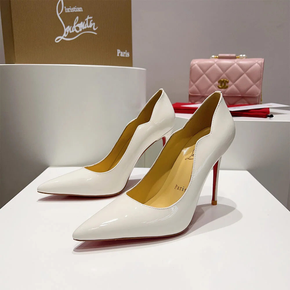 Christian Louboutin Hot Chick Scalloped Patent Pumps White product view 2