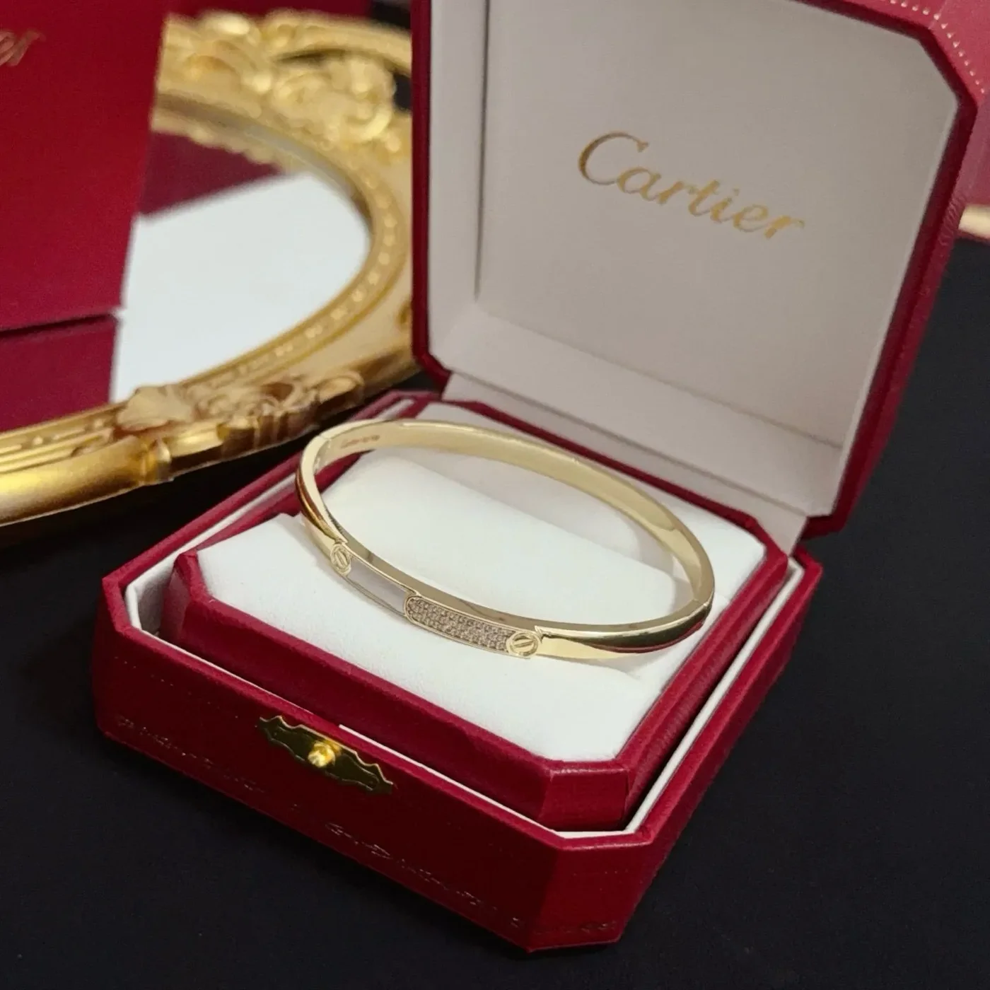 Cartier Gold-Tone Slim Bangle with Crystal-Effect Panel product view 2