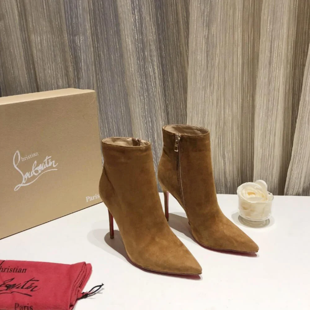 Christian Louboutin So Kate Booty 100 Suede-Effect Ankle Boots Brown product view 4