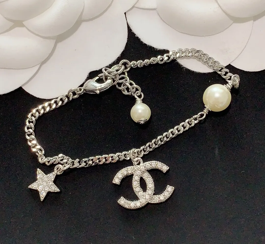 Chanel Star CC Pearl-Effect Chain Bracelet Silver-Tone product view 1