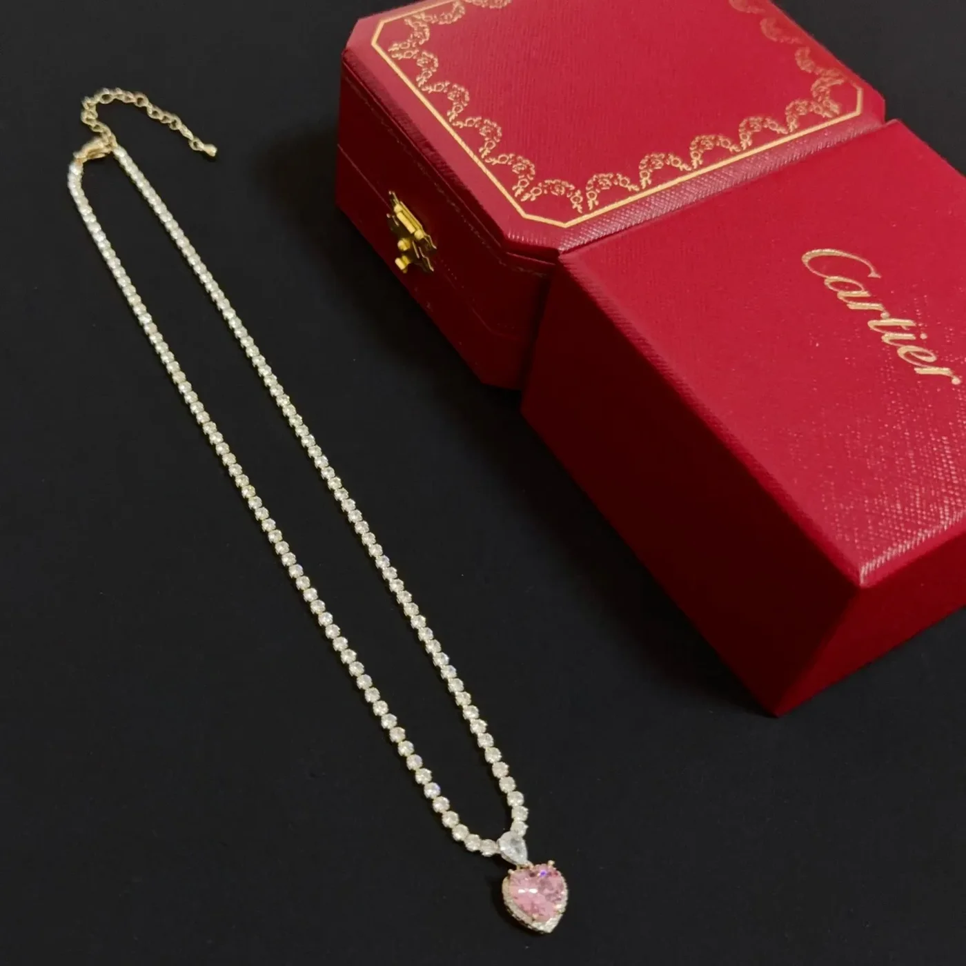 Cartier Pink Heart Gold-Tone Pendant Necklace product view 3