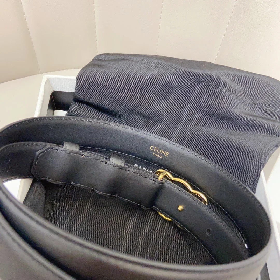 Celine Medium Triomphe Frame Belt 25MM in Black Calfskin product view 8