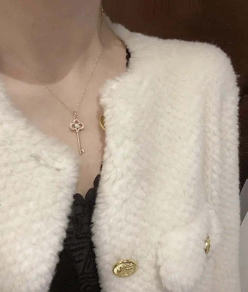 Tiffany  Co. Crown Key Pendant Necklace Rose-Tone product view 3
