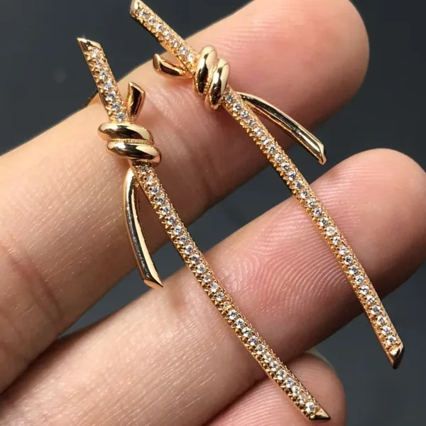 Tiffany  Co. Knot Long Drop Earrings Gold-Tone product view 3