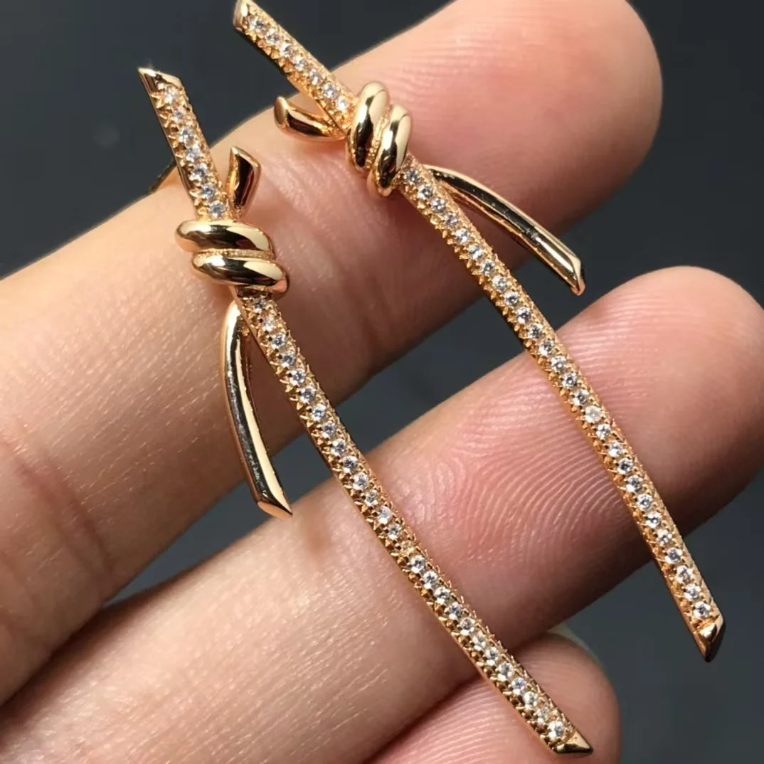 Tiffany  Co. Knot Long Drop Earrings Gold-Tone product view 3