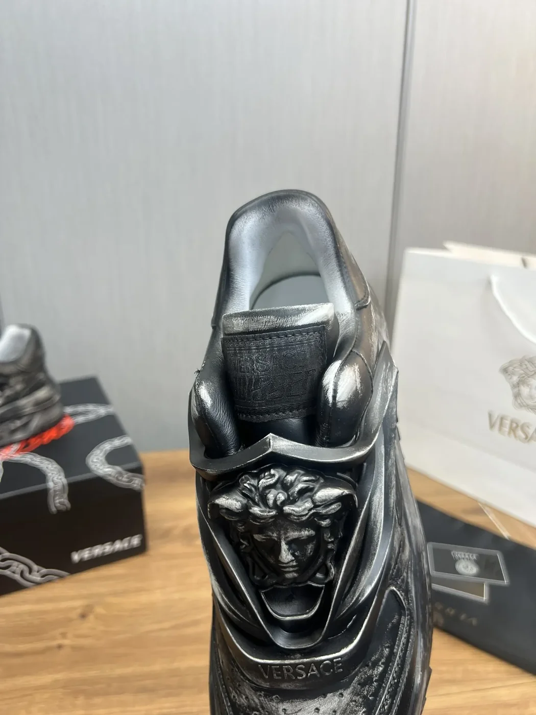 Versace Leather Sneakers in Black product view 8