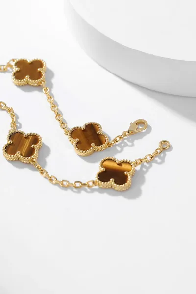 Van Cleef  Arpels Alhambra Brown Ten-Motif Gold-Tone Necklace product view 7
