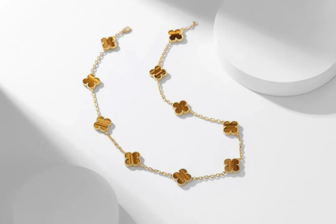 Van Cleef  Arpels Alhambra Brown Ten-Motif Gold-Tone Necklace product view 1