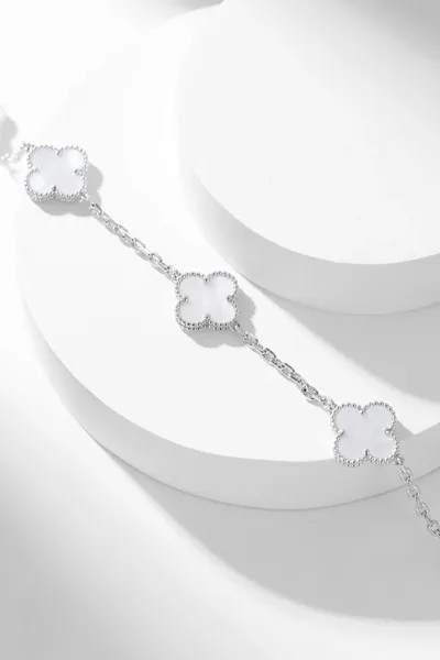 Van Cleef  Arpels Alhambra White Ten-Motif Silver-Tone Necklace product view 6