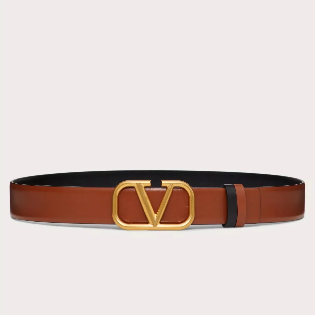 Valentino VLogo Reversible Belt 30mm in Brown and Black Calfskin product view 1