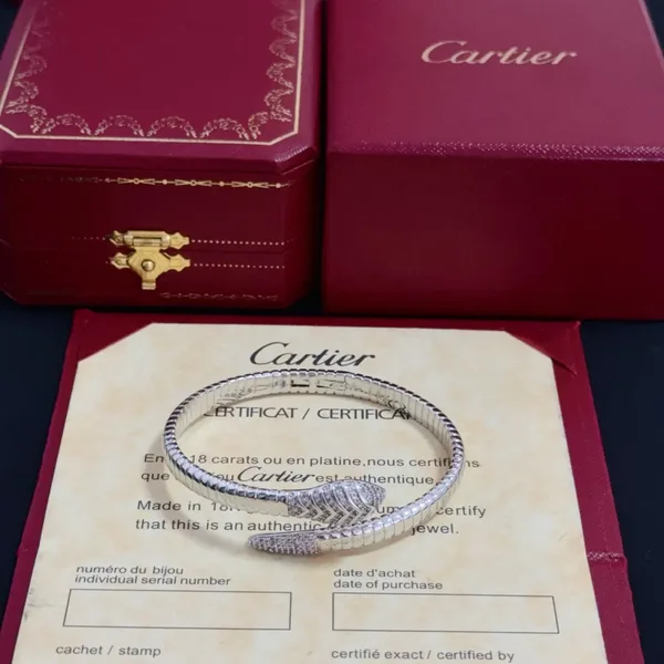 Cartier Silver-Tone Twisted Wrap Open Cuff Bracelet product view 7