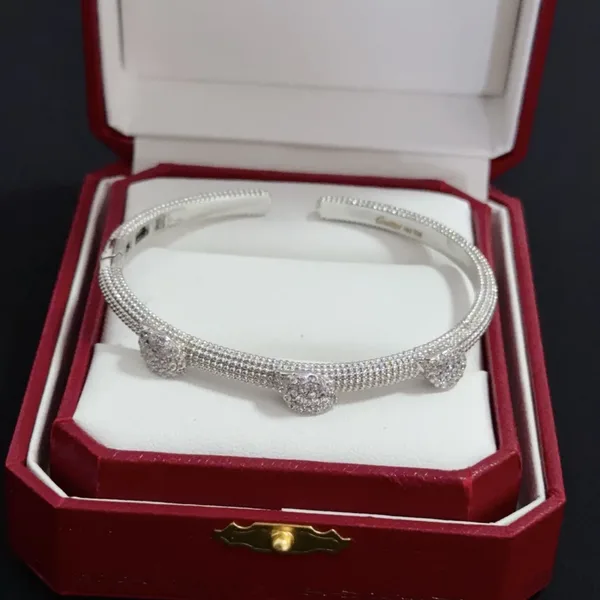 Cartier Silver-Tone Open Cuff with Pave-Effect Head product view 3