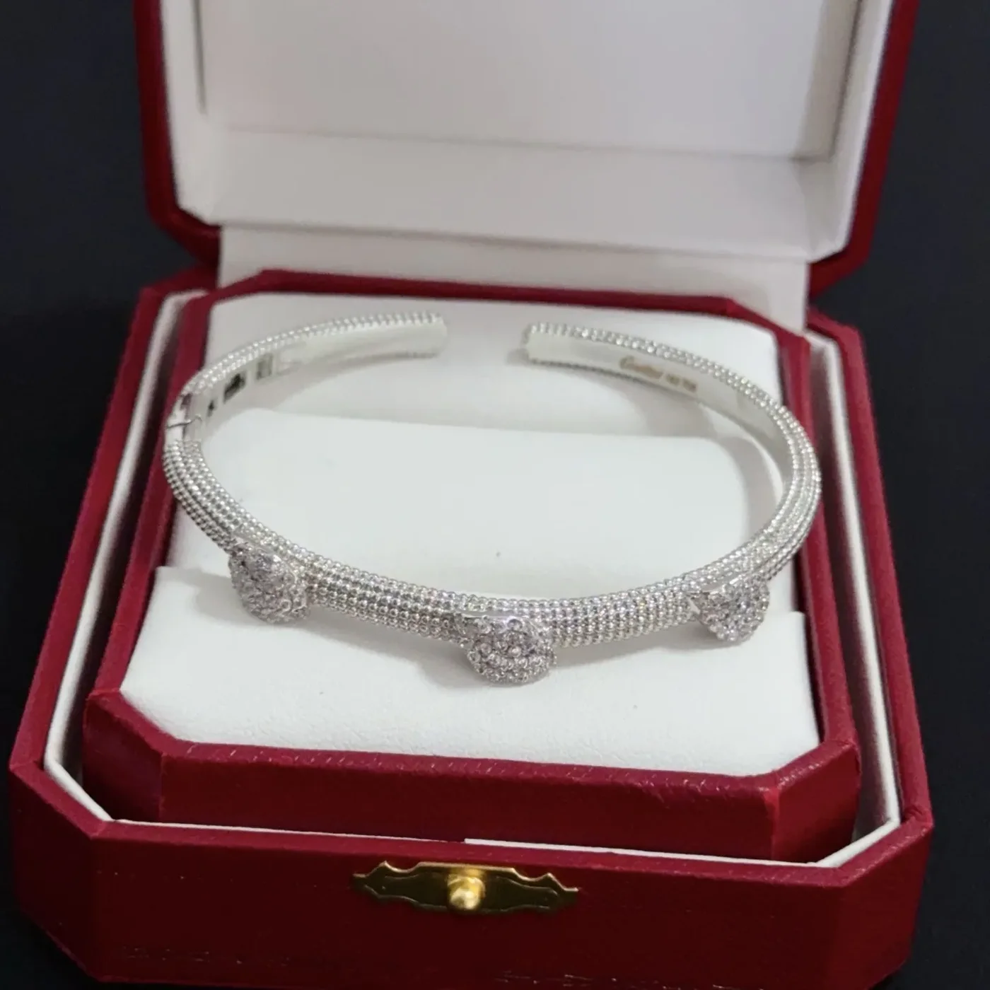 Cartier Silver-Tone Open Cuff with Pave-Effect Head product view 3