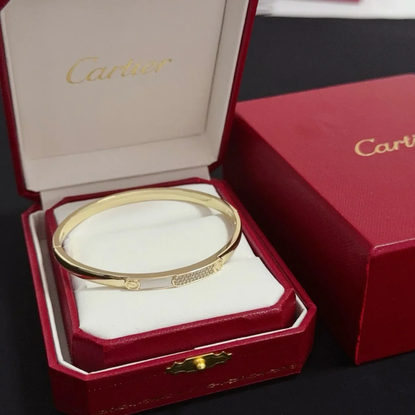 Cartier Gold-Tone Slim Bangle with Crystal-Effect Panel product view 1