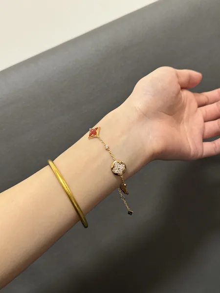 Louis Vuitton Sun Star Blossom Chain Bracelet Red Inlay and Gold-Tone product view 6