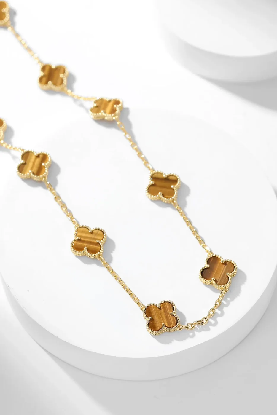 Van Cleef  Arpels Alhambra Brown Ten-Motif Gold-Tone Necklace product view 3