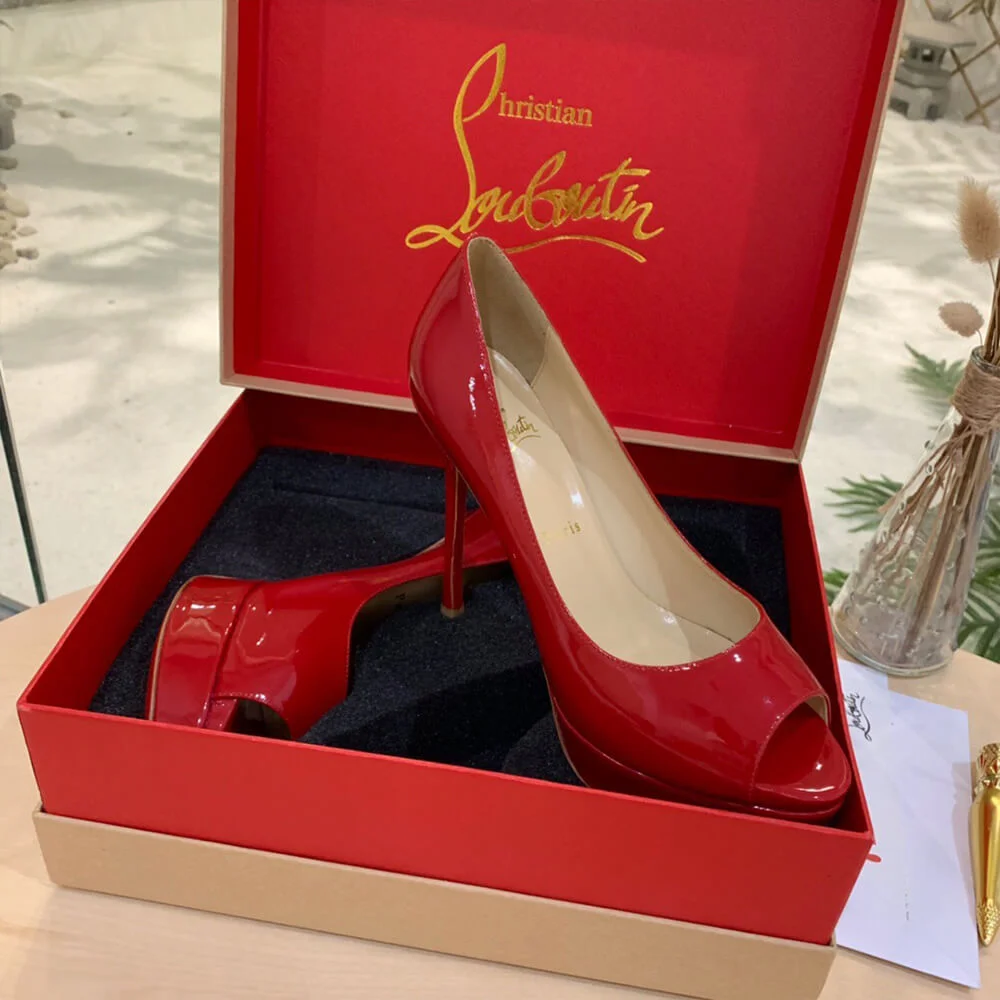 Christian Louboutin New Very Prive 120 Peep-Toe Platform Pumps Red product view 5