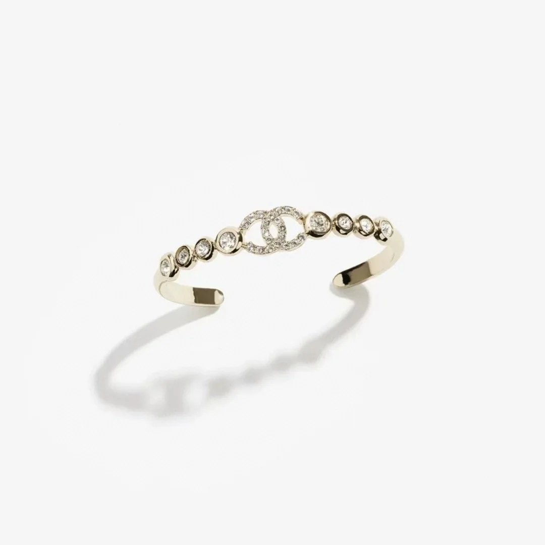 Chanel Rhinestone CC Open Cuff Gold-Tone product view 4