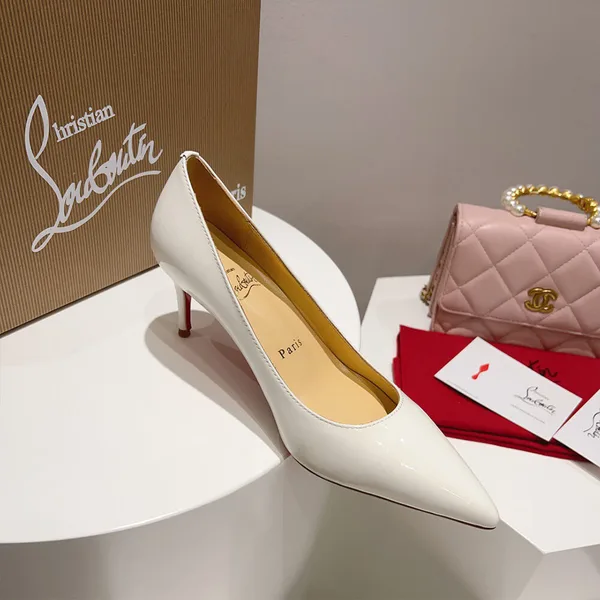 Christian Louboutin Kate 70 Patent Pumps White product view 5