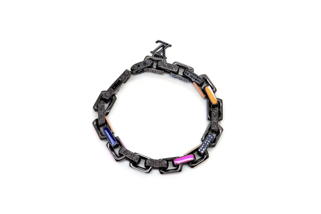 Louis Vuitton Color Enamel Monogram Link Bracelet Black with Multicolor Accents product view 7