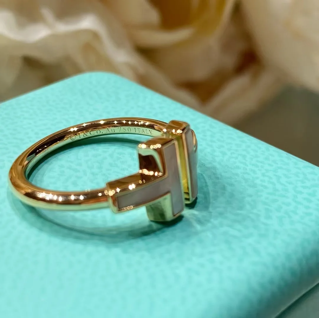 Tiffany  Co. Double T White Inlay Ring Rose-Tone product view 3