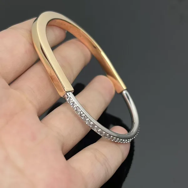 Tiffany  Co. Lock Half Pavé-Effect Hinged Bangle Two-Tone product photo
