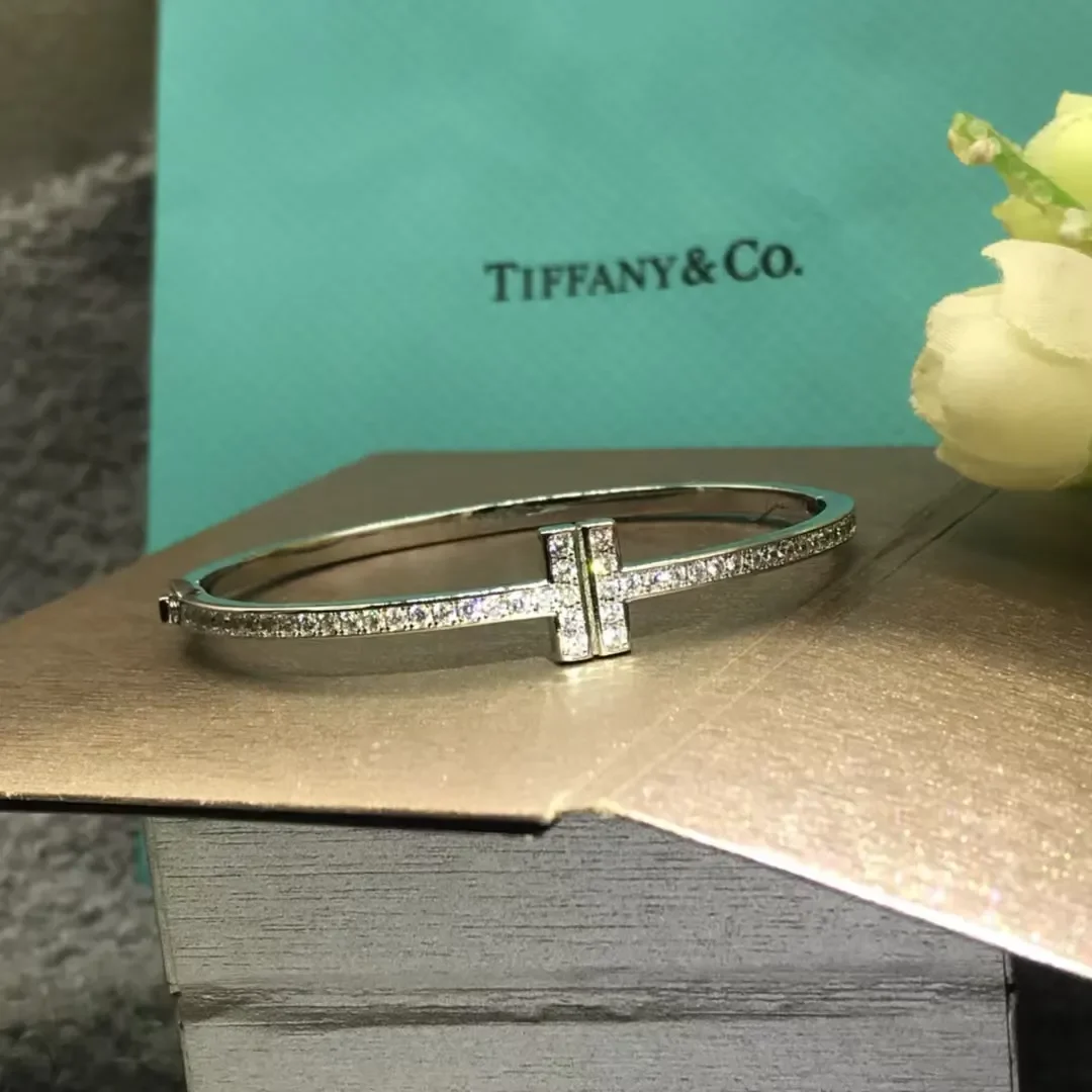 Tiffany  Co. Double T Full Pavé-Effect Bangle Silver-Tone product view 2