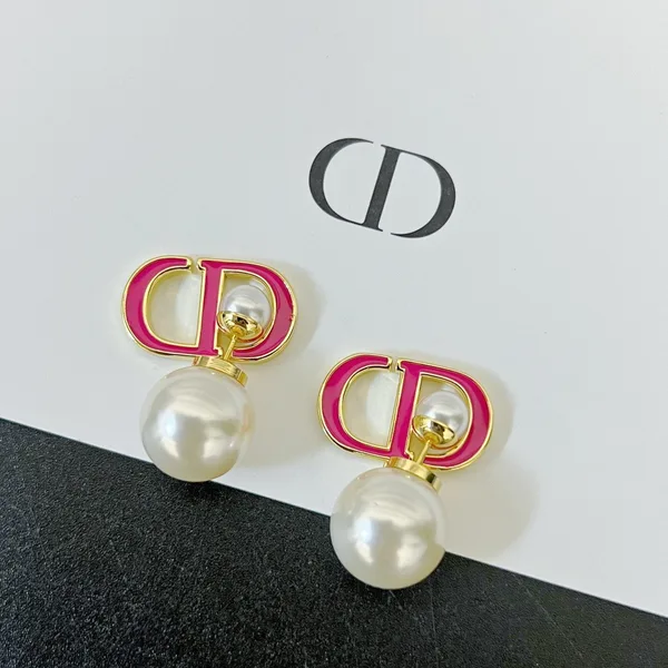 Dior Tribales Earrings in Metal and White Pearl-Effect Details with Rani Pink Lacquer product view 3