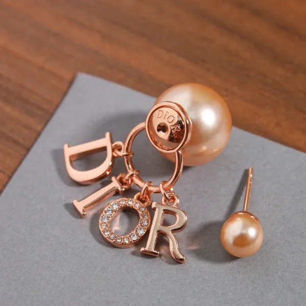 Dior Tribales Earrings In Rose Gold-Tone Metal Pearl-Effect Details and Crystals product view 3