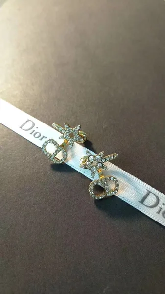 Dior Clair D Lune Earrings In Gold-Finish Metal and White Crystals product view 4