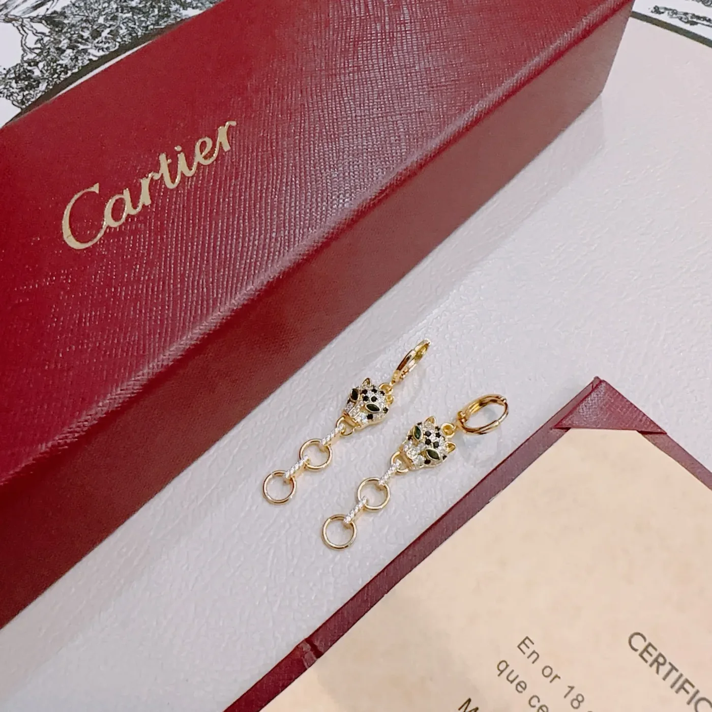 Cartier Panthere Gold-Tone Panther Chain Drop Earrings product view 1