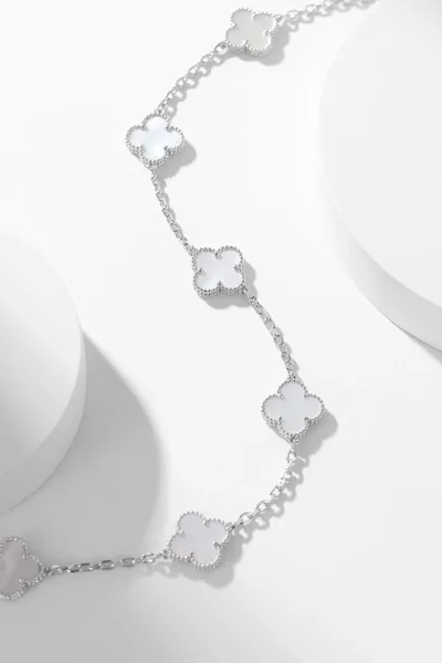 Van Cleef  Arpels Alhambra White Ten-Motif Silver-Tone Necklace product view 5