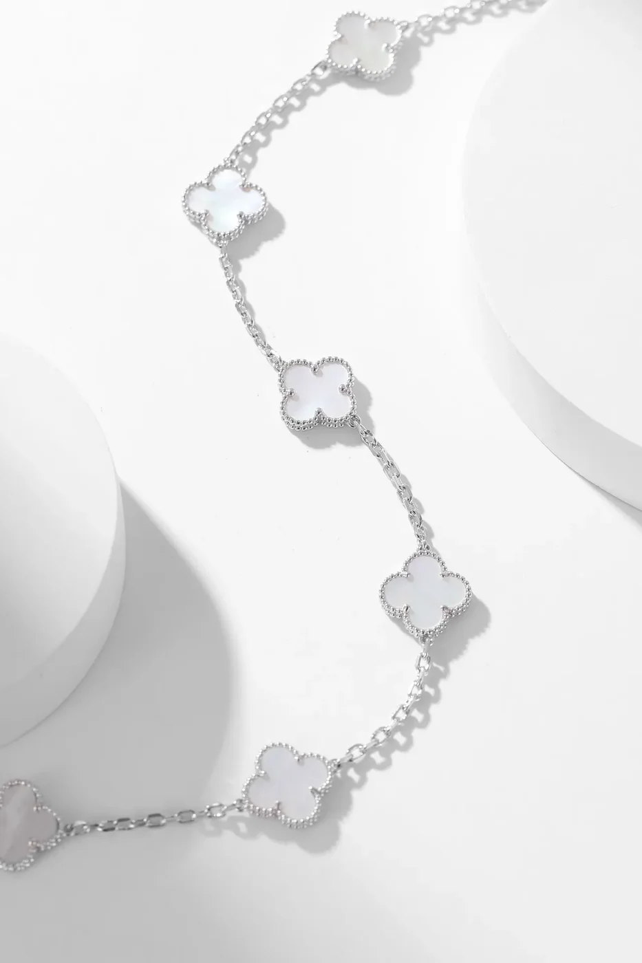 Van Cleef  Arpels Alhambra White Ten-Motif Silver-Tone Necklace product view 5