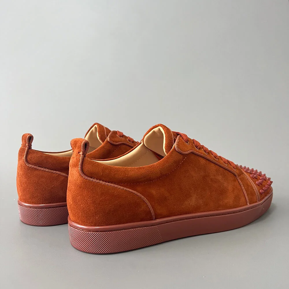 Christian Louboutin Louis Junior Spikes Suede-Effect Sneakers Rust product view 5