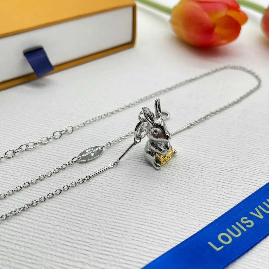 Louis Vuitton Sculptural Rabbit Pendant Necklace Silver-Tone product view 1