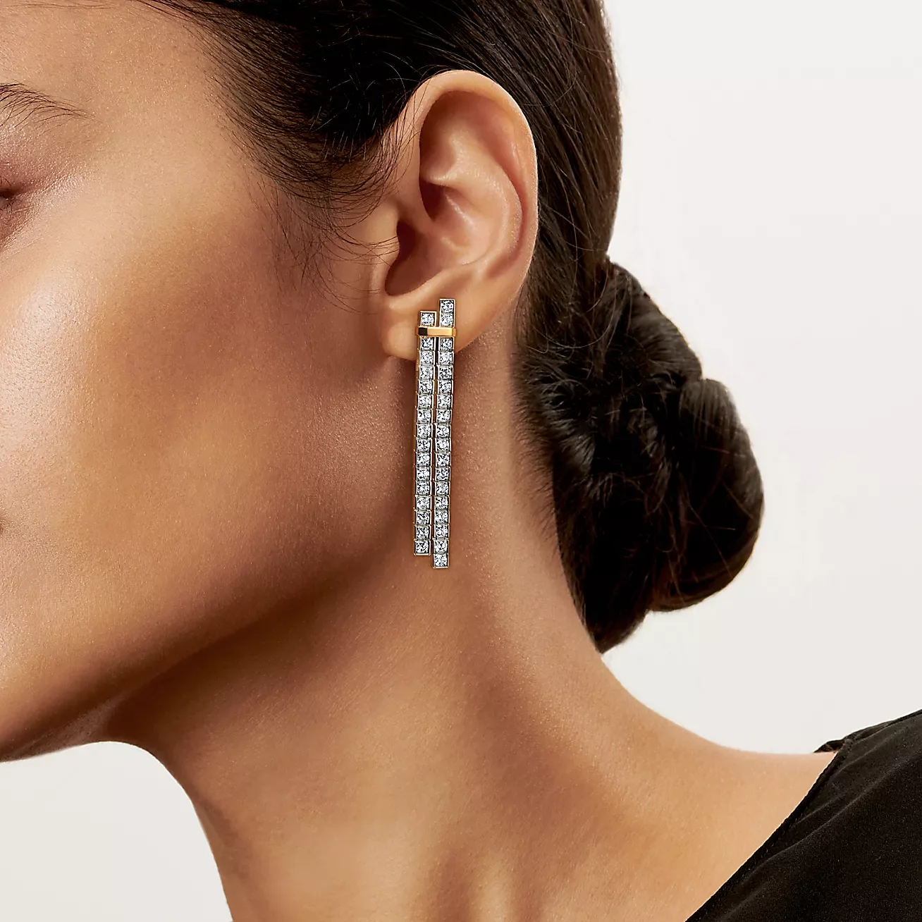 Tiffany  Co. Edge Long Pavé-Effect Drop Earrings Two-Tone product view 5