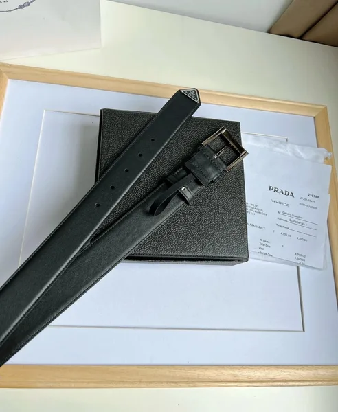 Prada 35MM Belt in Black Smooth Calfskin product view 3